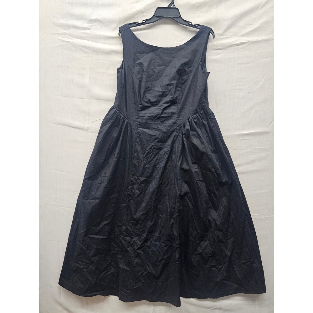 A New Day Womens Sleeveless Fit and Flare Midi Dress Black Cotton Size Large